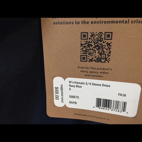 NWT Patagonia kamala 3/4 length dress- navy blue - Picture 3 of 3